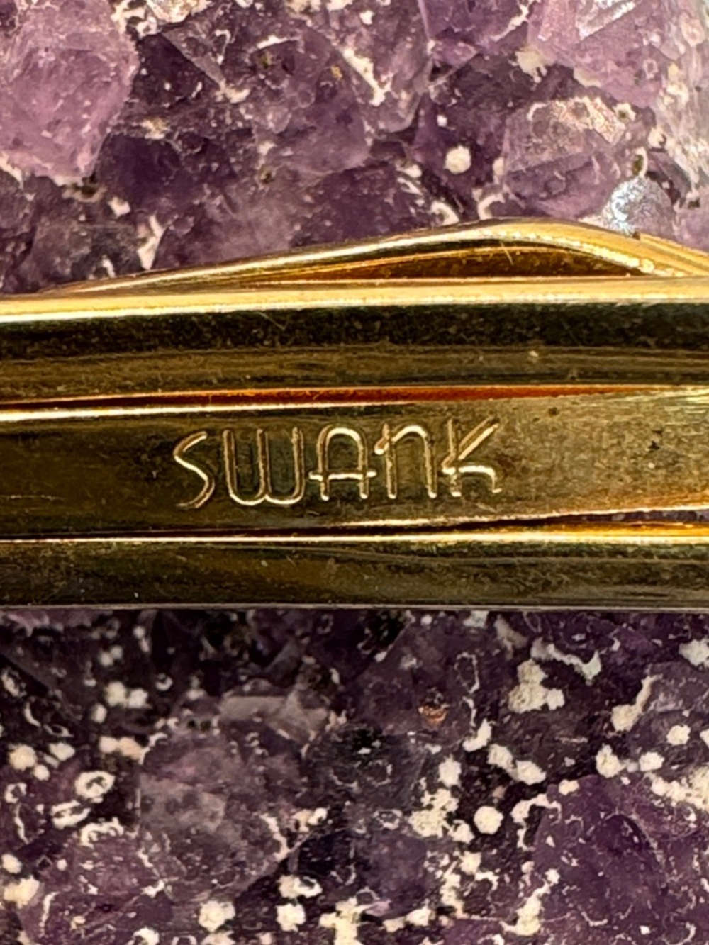 SWANK Vintage Gold Tone Rifle Tie Clip Mother of Pearl Handle - Picture 6 of 8